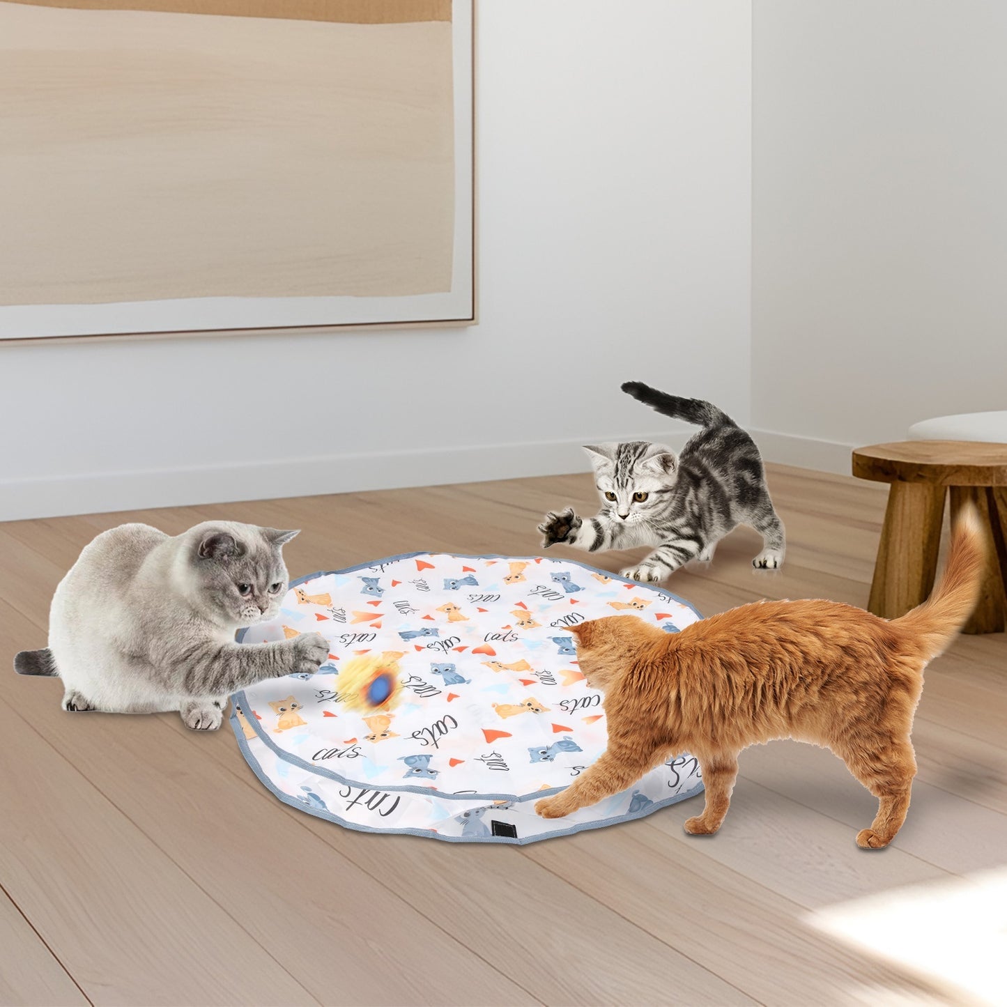 Rechargeable Interactive Cat Toy Ball – Motion Activated Rolling Ball with Cloth Pouch, Hide & Seek Hunting Game for Indoor Cats