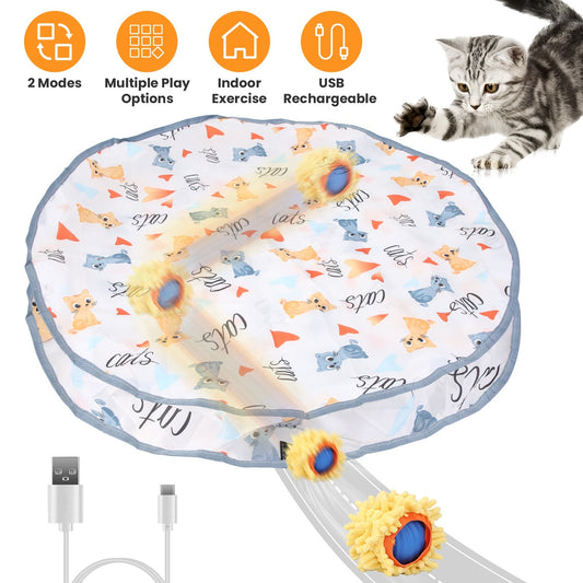 Rechargeable Interactive Cat Toy Ball – Motion Activated Rolling Ball with Cloth Pouch, Hide & Seek Hunting Game for Indoor Cats